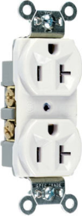 Legrand CR20I Duplex Receptacle, 2 -Pole, 20 A, 125 V, Side Wiring, NEMA: 5-20R, Ivory