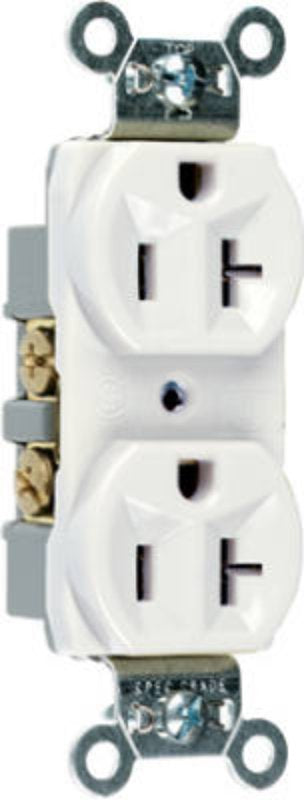 Legrand CR20I Duplex Receptacle, 2 -Pole, 20 A, 125 V, Side Wiring, NEMA: 5-20R, Ivory