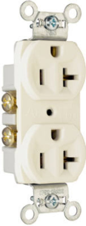 Legrand CR20LA Duplex Receptacle, 2 -Pole, 20 A, 125 V, Side Wiring, NEMA: 5-20R, Light Almond