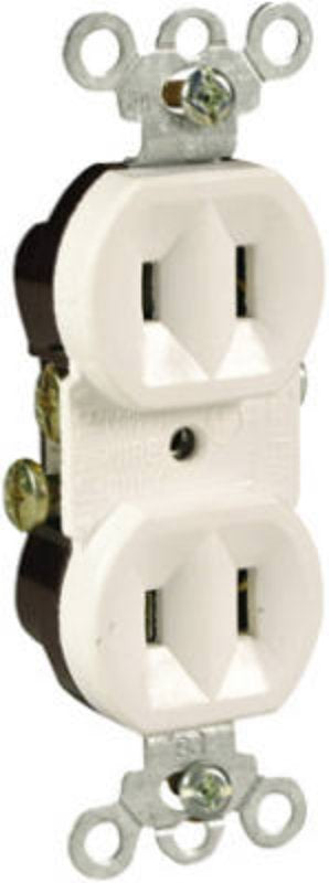 Legrand 4025WCC20 Duplex Outlet, 2 -Pole, 15 A, 125 V, Side Wiring, NEMA: 5-15R, White