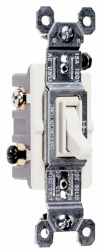 Legrand 663WGCACC20 TradeMaster Series Toggle Switch, White, 15 A, 120 VAC, Back Wire, Side Wire Terminal