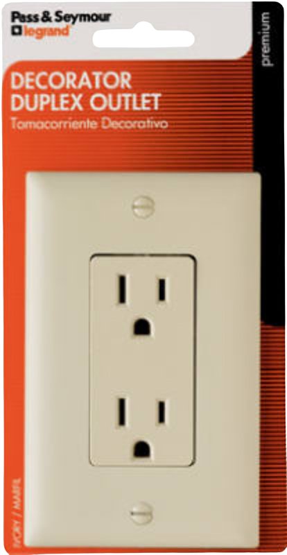 Pass & Seymour 885ICCC5WP Duplex Receptacle, Nylon/Thermoplastic, Ivory, 2-Pole, 15 A, 125 V, NEMA: NEMA 5-15R