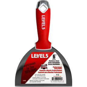 Level5 5-142 Joint Putty Knife, 6 in W Blade, Stainless Steel Blade, Soft Grip Handle, Pack of 4