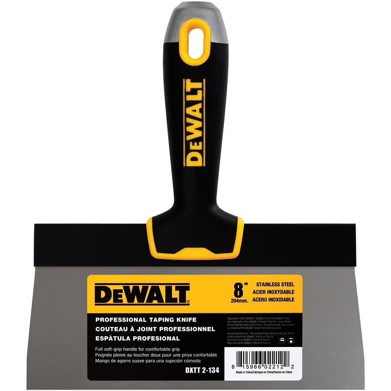 DEWALT DXTT-2-134 Taping Knife, 8 in W Blade, Stainless Steel Blade, Precision Ground Blade, Ergonomic, Soft Grip Handle, Pack of 4