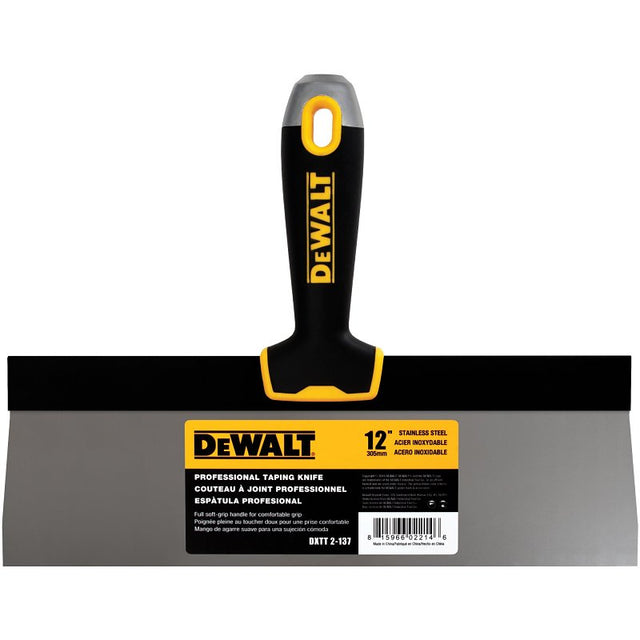 DEWALT DXTT-2-137 Taping Knife, 12 in W Blade, Stainless Steel Blade, Precision Ground Blade, Nylon Handle, Pack of 4