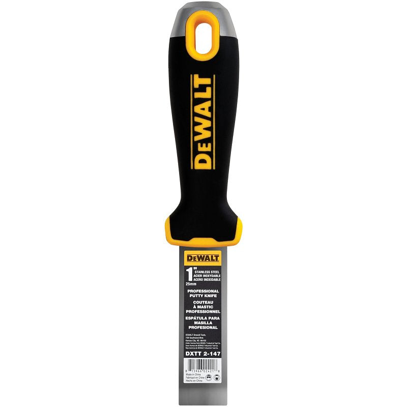 DEWALT DXTT-2-147 Putty Knife, 1 in W Blade, Stainless Steel Blade, Precision Ground Blade, Ergonomic, Soft Grip Handle, Pack of 4
