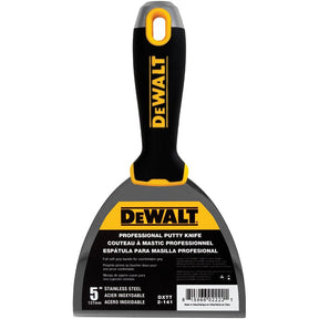 DEWALT DXTT-2-141 Putty Knife, 5 in W Blade, Stainless Steel Blade, Precision Ground Blade, Ergonomic, Soft Grip Handle, Pack of 4