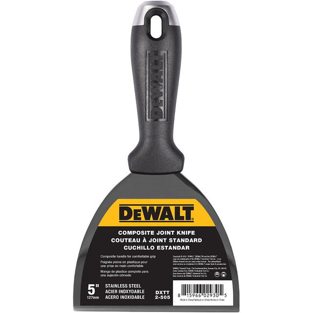 DEWALT DXTT-2-505 Joint Knife, 5 in W Blade, Stainless Steel Blade, Precision Ground Blade, Composite Handle, Pack of 4
