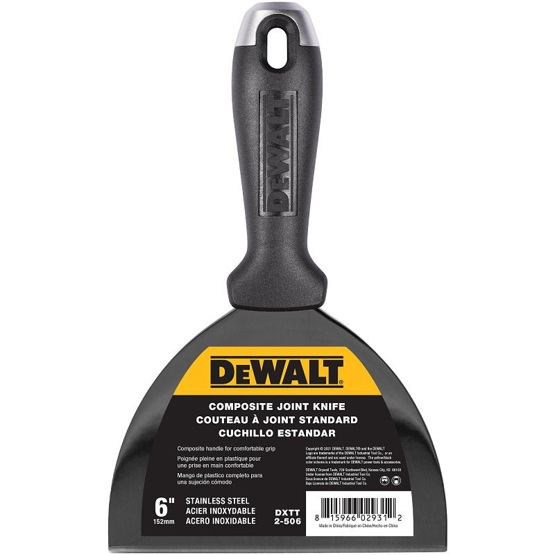DEWALT DXTT-2-506 Joint Knife, 6 in W Blade, Stainless Steel Blade, Precision Ground Blade, Composite Handle, Pack of 4
