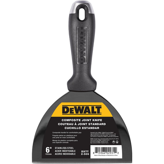 DEWALT DXTT-2-506 Joint Knife, 6 in W Blade, Stainless Steel Blade, Precision Ground Blade, Composite Handle, Pack of 4