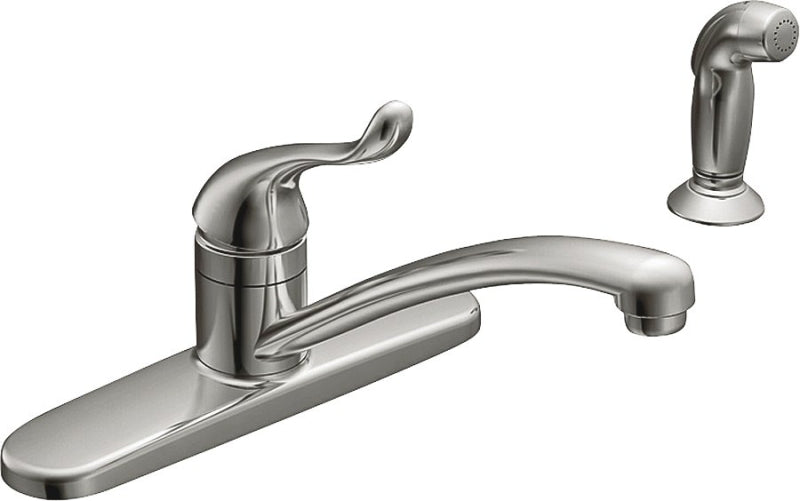 Moen Adler Series CA87530 Kitchen Faucet, 1.5 gpm, 1-Faucet Handle, 4-Faucet Hole, Stainless Steel, Chrome-Plated, Yes
