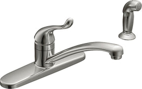 Moen Adler Series CA87530 Kitchen Faucet, 1.5 gpm, 1-Faucet Handle, 4-Faucet Hole, Stainless Steel, Chrome-Plated, Yes