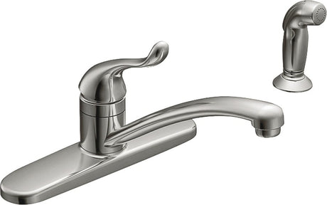 Moen Adler Series CA87530 Kitchen Faucet, 1.5 gpm, 1-Faucet Handle, 4-Faucet Hole, Stainless Steel, Chrome-Plated, Yes