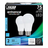 Feit Electric OM75DM/950CA/2 LED Lamp, General-Purpose, A19 Lamp, 75 W Equivalent, E26 Lamp Base, Dimmable