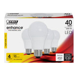 Feit Electric OM40/930CA10K/4 LED Bulb, General-Purpose, A19 Lamp, 40 W Equivalent, E26 Lamp Base, Bright White Light