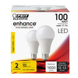 Feit Electric OM100/930CA10K/2 LED Bulb, General-Purpose, A21 Lamp, 100 W Equivalent, E26 Lamp Base, Bright White Light