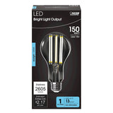 Feit Electric OM150DM/CL/850/FIL Filament LED Bulb, A21 Lamp, 150 W Equivalent, E26 Medium Lamp Base, Dimmable, Clear