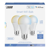 Feit Electric OM60/CCT/CA/AG/3 Smart Wi-Fi Light Bulb, 8.8 W, Wi-Fi Connectivity: Yes, App Control, Tunable White
