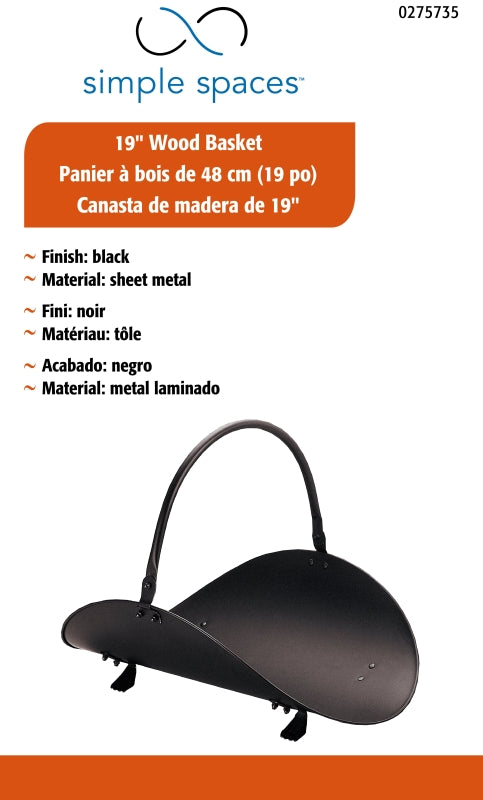 Simple Spaces B19000BK-T3L Basket Holder, 13 in W, 13 in D, 14-1/2 in H, Steel Base, Powder-Coated, Black