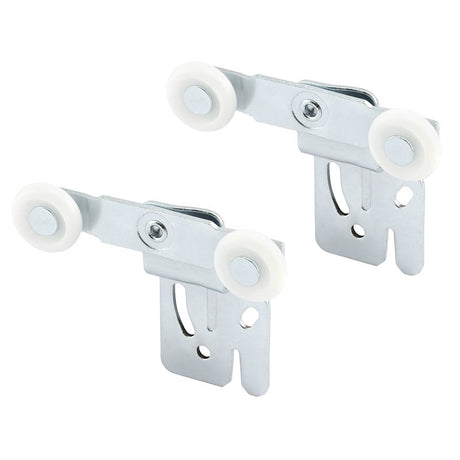 Prime-Line N 6503 Roller Assembly, 7/8 in Dia Roller, 1/4 in W Roller, Nylon, Silver, 2-Roller, 60 lb, Side Mounting