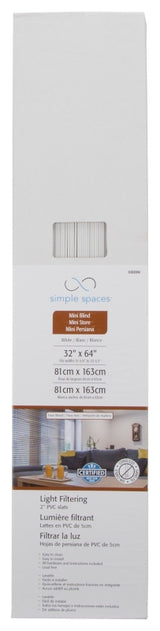 Simple Spaces FWMB-13 Blind, 64 in L, 32 in W, Faux Wood, White, Pack of 2
