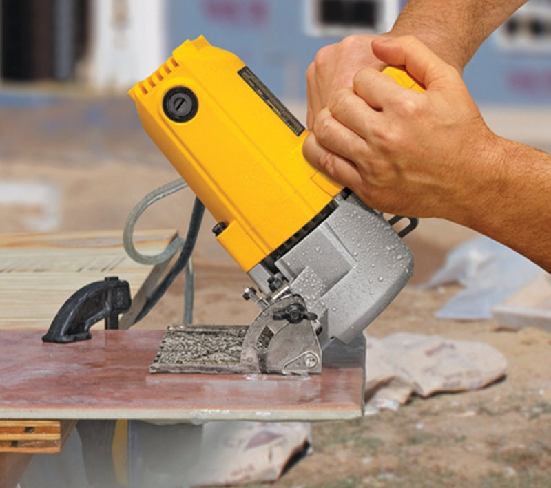 DEWALT DWC860W Tile Saw, 4-3/8 in Blade, 1-3/8 in at 90 deg, 3-1/8 in Max D Cutting