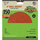 Gator 3010 Sanding Disc, 6 in Dia, 150 Grit, Fine, Aluminum Oxide Abrasive, Paper Backing, 3/PK
