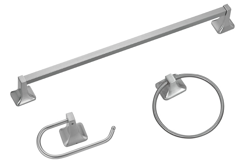Boston Harbor 3603BN Bath Hardware Set, Aluminum/Steel/Zinc, Brushed Nickel, 3-Piece, For: Bathroom