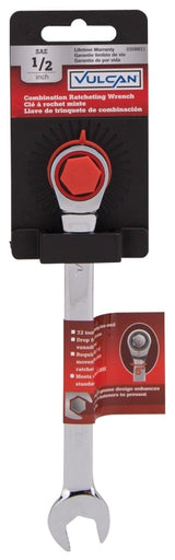 Vulcan PG1/2 Combination Wrench, SAE, 1/2 in Head, Chrome Vanadium Steel, Polished Mirror