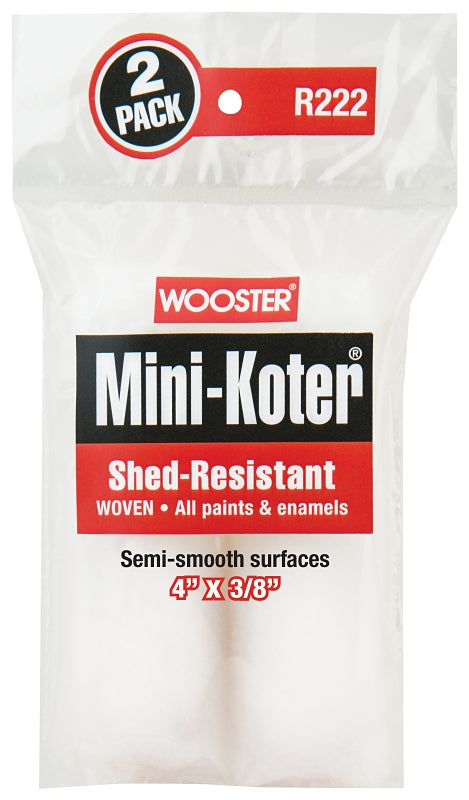 Wooster Mini-Koter R222-4 Mini Roller Cover, 3/8 in Thick Nap, 4 in L, Fabric Cover