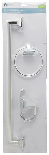 Boston Harbor 3603C Bath Hardware Set, Aluminum/Steel/Zinc, Chrome, 3-Piece, For: Bathroom