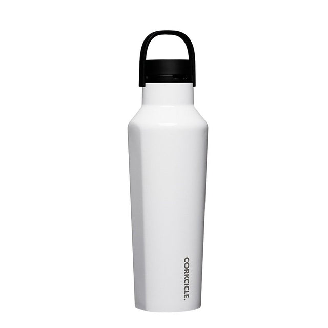 Corkcicle Classic Sport Canteen Series 2020GW Water Bottle, 20 oz, Stainless Steel/Silicone, Gloss White, Leakproof Lid