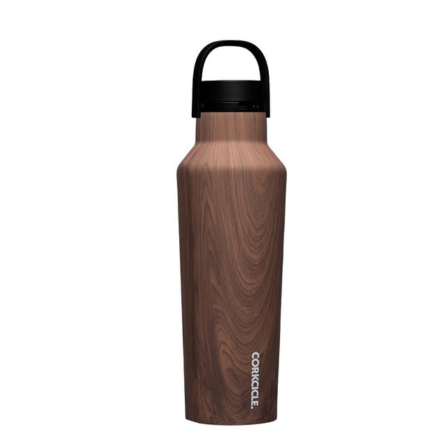 Corkcicle Classic Sport Canteen Series 2020PWW Water Bottle, 20 oz, Stainless Steel/Silicone, Walnut Wood, Leakproof Lid