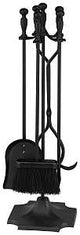 Simple Spaces T51030BK-C3L Fireplace Tool Set, Black, 5-Piece