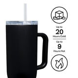 Corkcicle 2240MB Tumbler, 40 oz, Sip Plus Straw Lid, Steel, Matte Black, Insulated