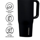 Corkcicle 2240MB Tumbler, 40 oz, Sip Plus Straw Lid, Steel, Matte Black, Insulated