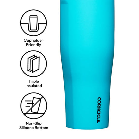 Corkcicle Go Cup XL Series 2830CCB Tumbler, 30 oz, Stainless Steel, Capri Blue, Insulated