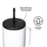 Corkcicle Go Cup XL Series 2830GW Tumbler, 30 oz, Stainless Steel, Gloss White, Insulated