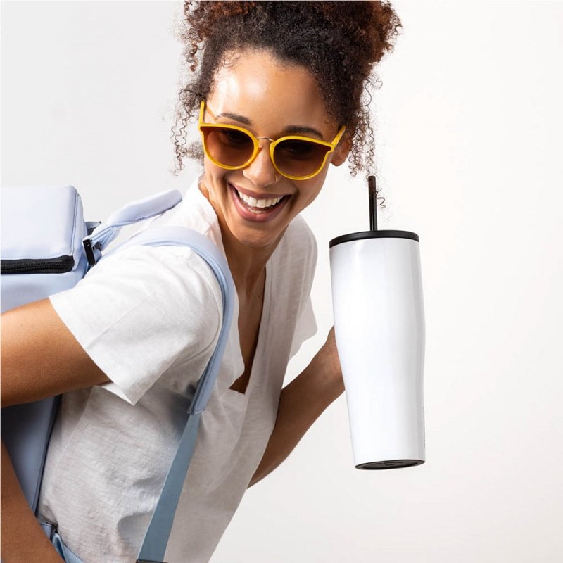 Corkcicle Go Cup XL Series 2830GW Tumbler, 30 oz, Stainless Steel, Gloss White, Insulated
