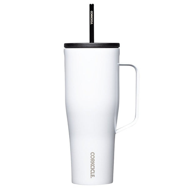 Corkcicle Go Cup XL Series 2830GW Tumbler, 30 oz, Stainless Steel, Gloss White, Insulated