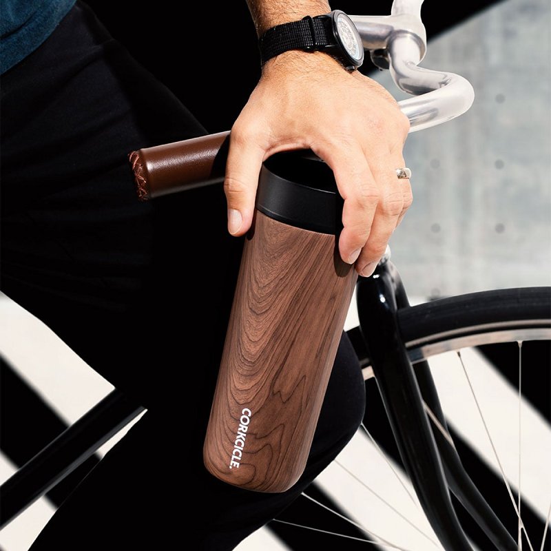 Corkcicle Sierra Series 2817PWW Commuter Cup Travel Coffee Mug, 17 oz, Ceramic, Walnut Wood