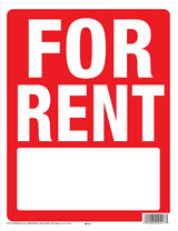 Hy-Ko SIY-213 Yard Sign with Frame, FOR RENT, White Legend, Red Background, Plastic, 18 in H x 14 in W Dimensions