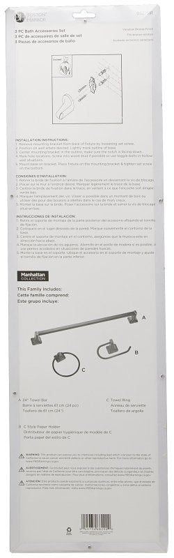 Boston Harbor 3603BVB Bath Hardware Set, Aluminum/Steel/Zinc, Venetian Bronze, 3-Piece, For: Bathroom