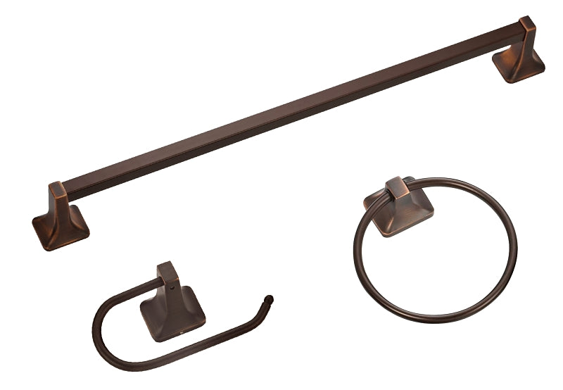Boston Harbor 3603BVB Bath Hardware Set, Aluminum/Steel/Zinc, Venetian Bronze, 3-Piece, For: Bathroom