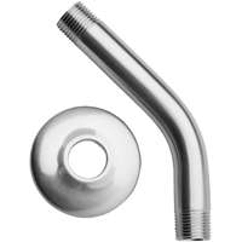 Plumb Pak PP825-11 Shower Arm With Flange, 1/2 in Connection, IPS, 8 in L, Brass, Chrome-Plated