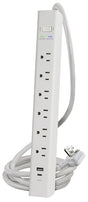 Powerzone ORPBSUFC406 Surge Protector Power Strip, 4 ft L Cable, 6-Socket, 2-USB Port, 15 A, 125 V, White
