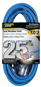 PowerZone ORCW511825 Extension Cord, 12 AWG Cable, 5-15P Grounded Plug, 5-15R Grounded Receptacle, 25 ft L, 125 V