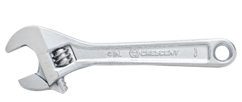 Crescent AC24VS Adjustable Wrench, 4 in OAL, 1/2 in Jaw, Steel, Chrome