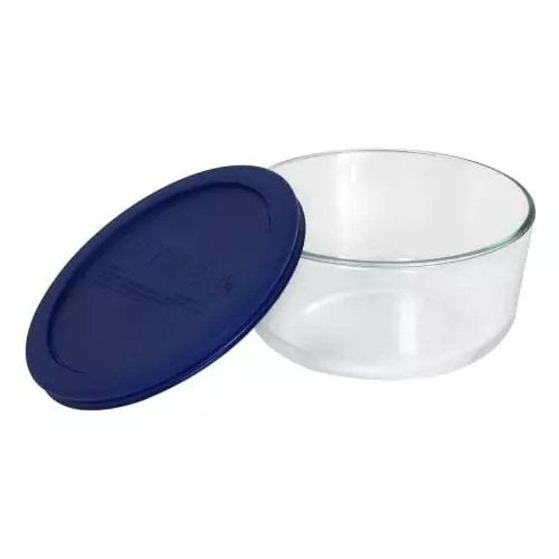 Pyrex 6017398 Storage Plus Bowl, 4 Cups Capacity, Glass/Plastic, Navy Blue, Pack of 4