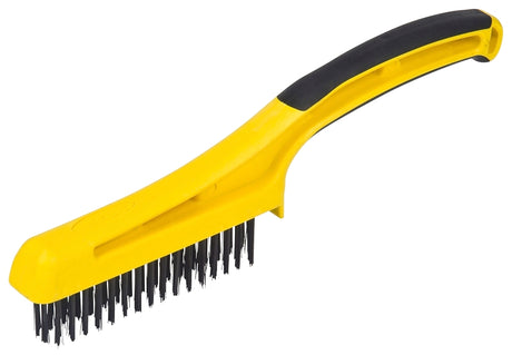 Hyde 46802 Wire Brush, 4-3/4 in L Brush, 3/4 in W Brush, Carbon Steel Bristle, Black Bristle, Shoe Handle